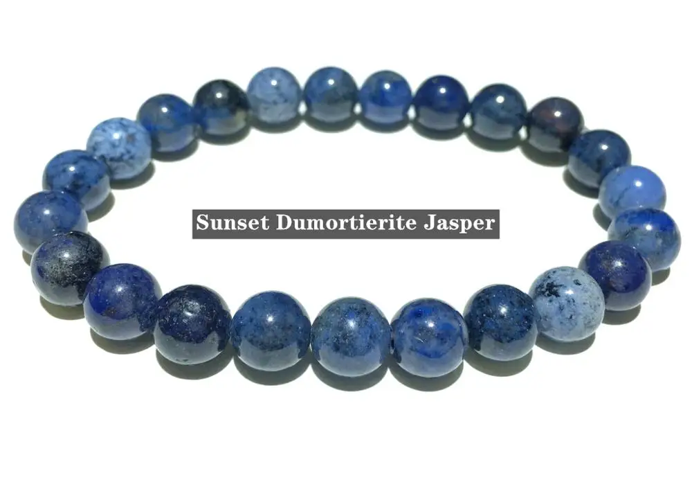 

8 мм бисером Дюмортьерит Jasper из бисера браслет с натуральным заживляющим камень с теплой энергией, для женщин и мужчин ювелирные изделия руч...