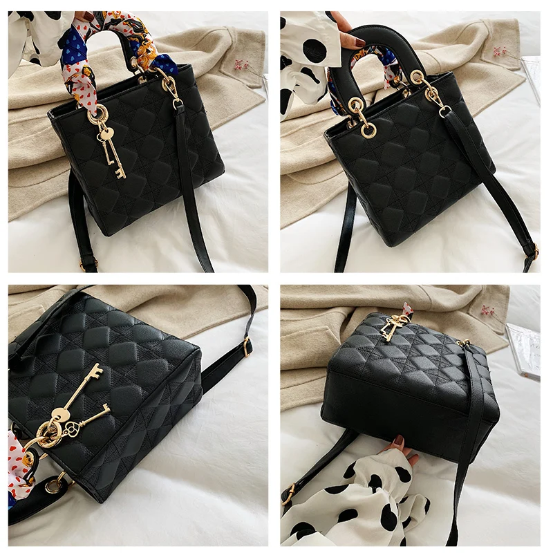 

Women's Shoulder Bags High Quality Leather Messenger Bag Fshion Silk Scarf Handbag Luxury Brand Women's Shoulder Crossbody Bag