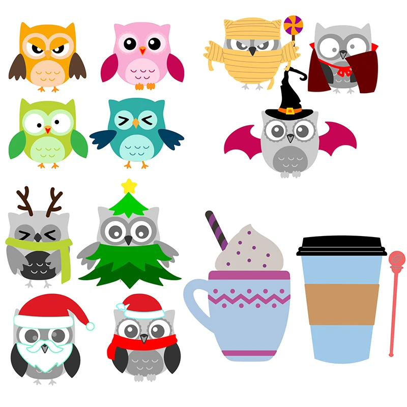 

Build an Owl Christmas Halloween Add On's Die Coffee Cup Cutting Dies for DIY Scrapbooking Embossing Paper Cards Crafts New 2020