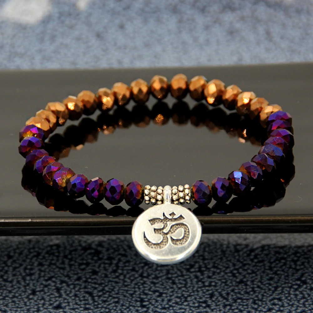 Женские браслеты цветной Кристальный стеклянный шарик для йоги лотос Будда