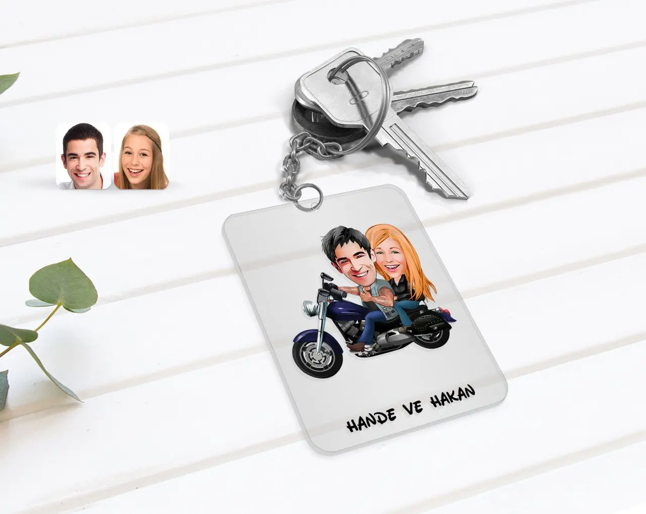 

Personalized Biker Valentine Caricature Of Transparent Plexiglass Anahtarlık-1