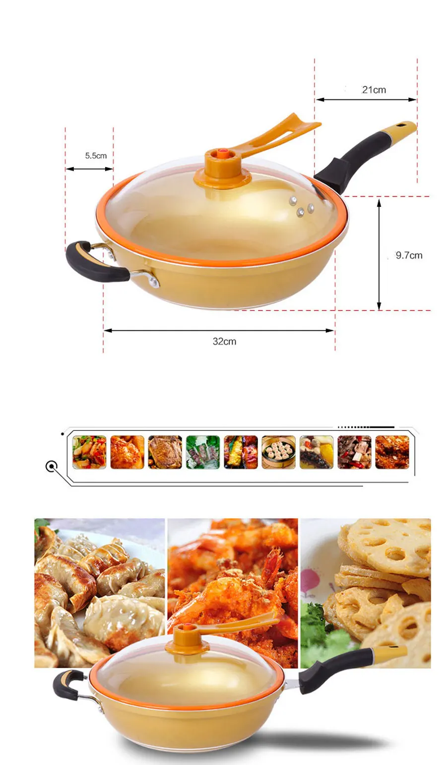 Антипригарная медная сковорода для жарки без покрытия от дыма и индукционной