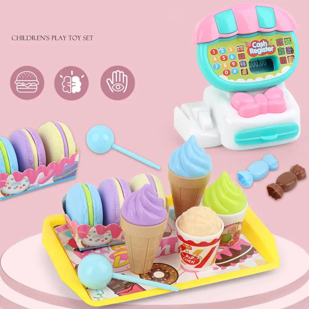 22 PCS Set Children Mini Supermarket Cash Register Toy Dessert Fruit Shopping Cart |