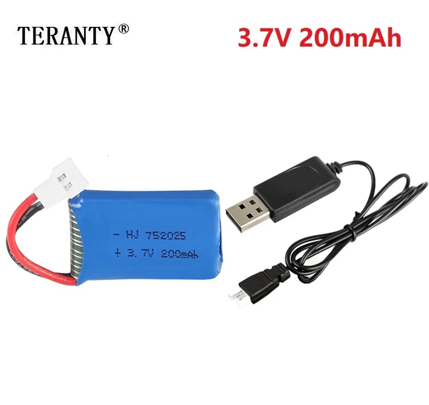 

3.7V 200mAh 25c Lipo Battery for Syma X4 X11 X13 RC Helicopter 3.7V lithium battery and Charger for Aircraft model 752025