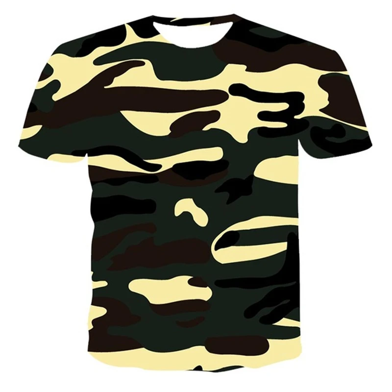 

2021 new 3D t-shirt men's summer casual camouflage clothing camouflage style top 3D quick dry printed T-shirt