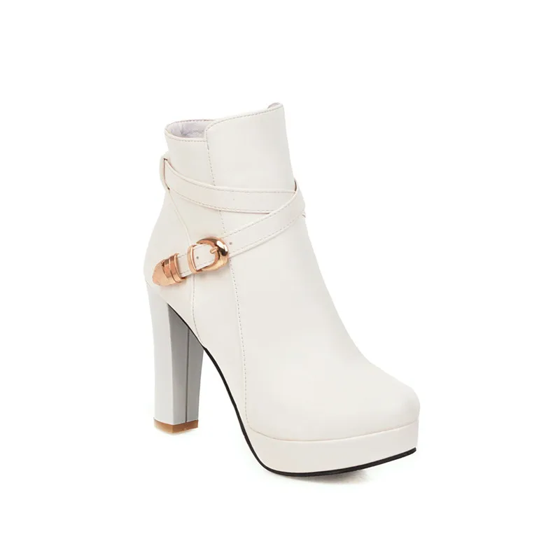 Женские свадебные ботильоны YMECHIC Белые Черные на платформе и высоком каблуке с