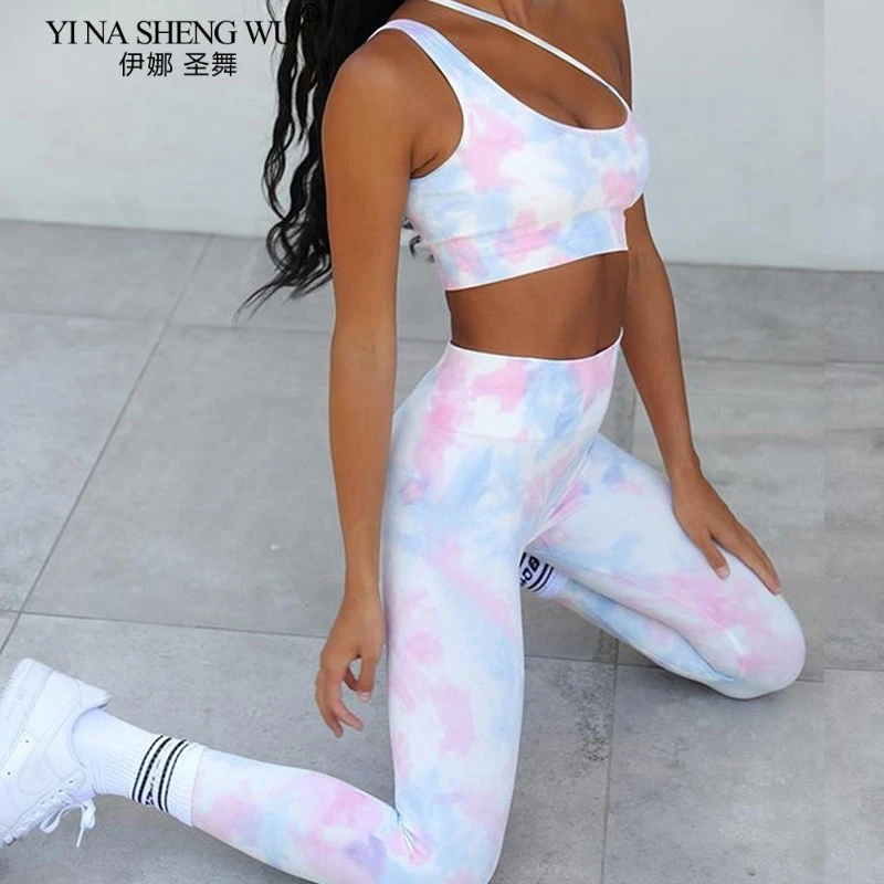 

New Dyeing Seamless Yoga Set Yoga Pants Fitness Clothing Sportswear High Waist Gym Leggings Suit Sports Bra Sports Suits Yoga