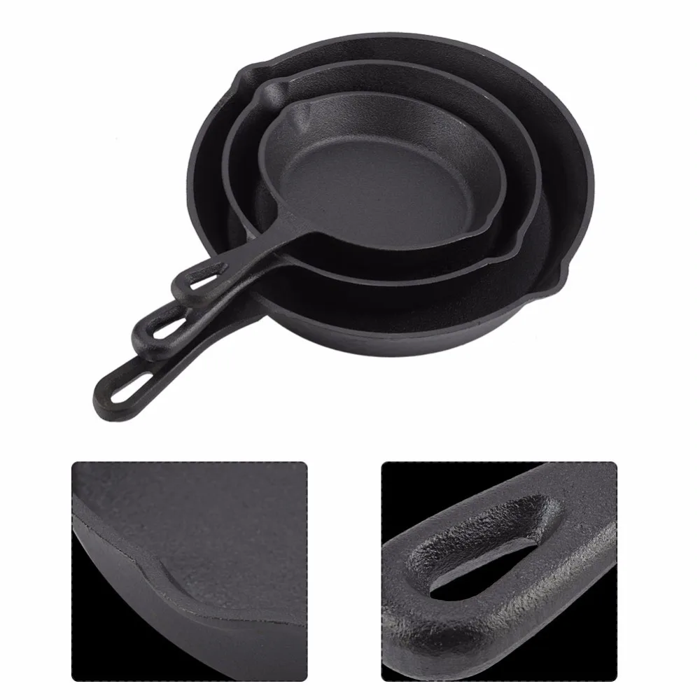 3 шт./компл. 16 см 20 см 25 см чугунные сковороды посуда Pots бытовой Кухня Пособия по кулинарии инструмент набор сковородок, Комплект постельного белья Panelas