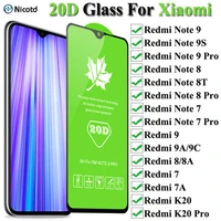 20d tempered glass for xiaomi redmi note 9 9s pro max 8 8t 7 7a full cover screen protector for xiaomi 8 9 lite k20 pro glass