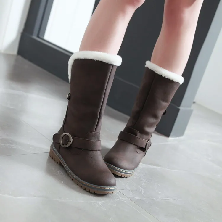 Большие размеры Европейские и американские ботинки с круглым носком на