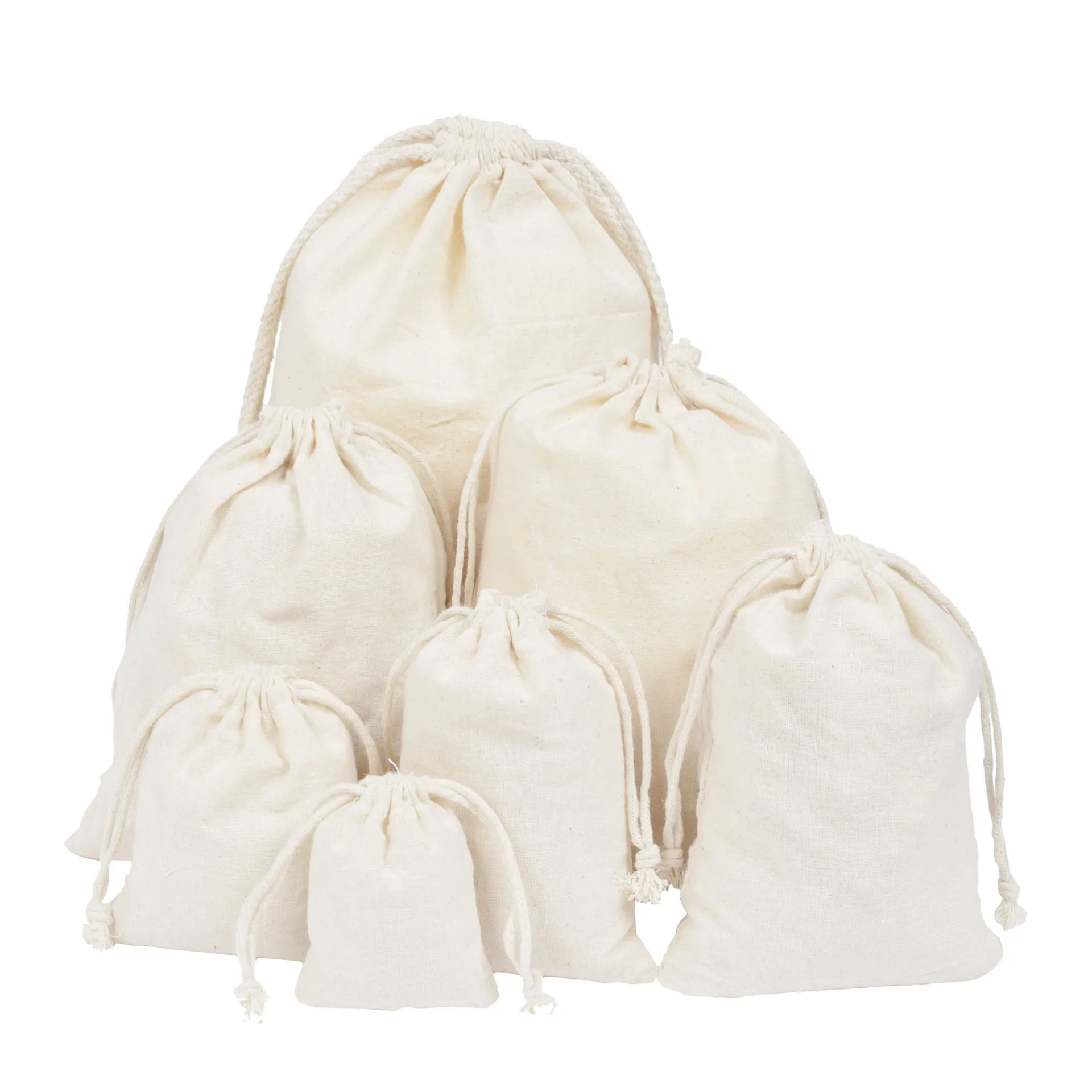 

10pcs Reusable Linen Drawstring Storage Bag White Cotton Fabric Candy Gift Bags Jewelry Packaging Bag Pocket Sweets Gift Pouches