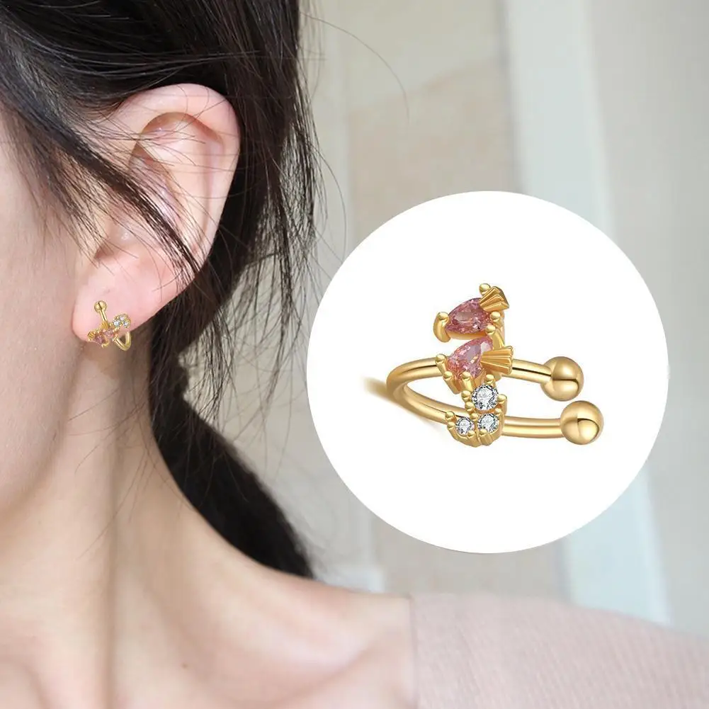 

1 Pc Boho Ear Cuff For Women Charming Zircon Clip Earrings No Gold Piercing On Cartilage Climbers Fake Jewelry Earrings Ear V4Y0