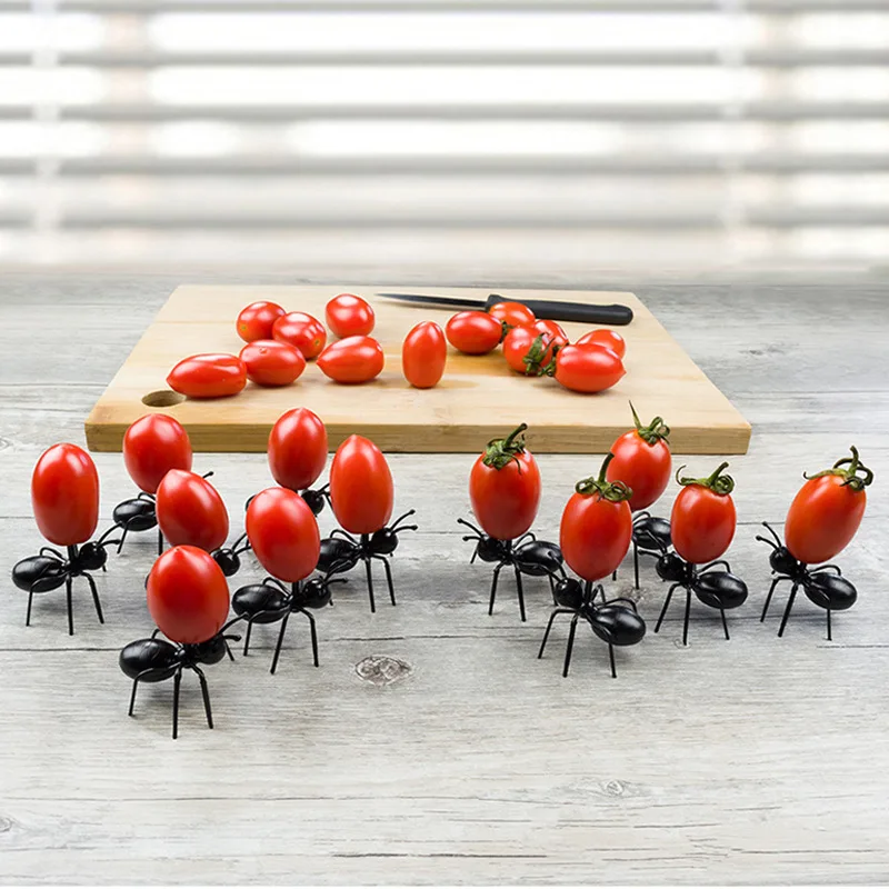 12 шт./компл. мини-вилка для фруктов в форме муравья столовые приборы Пластик