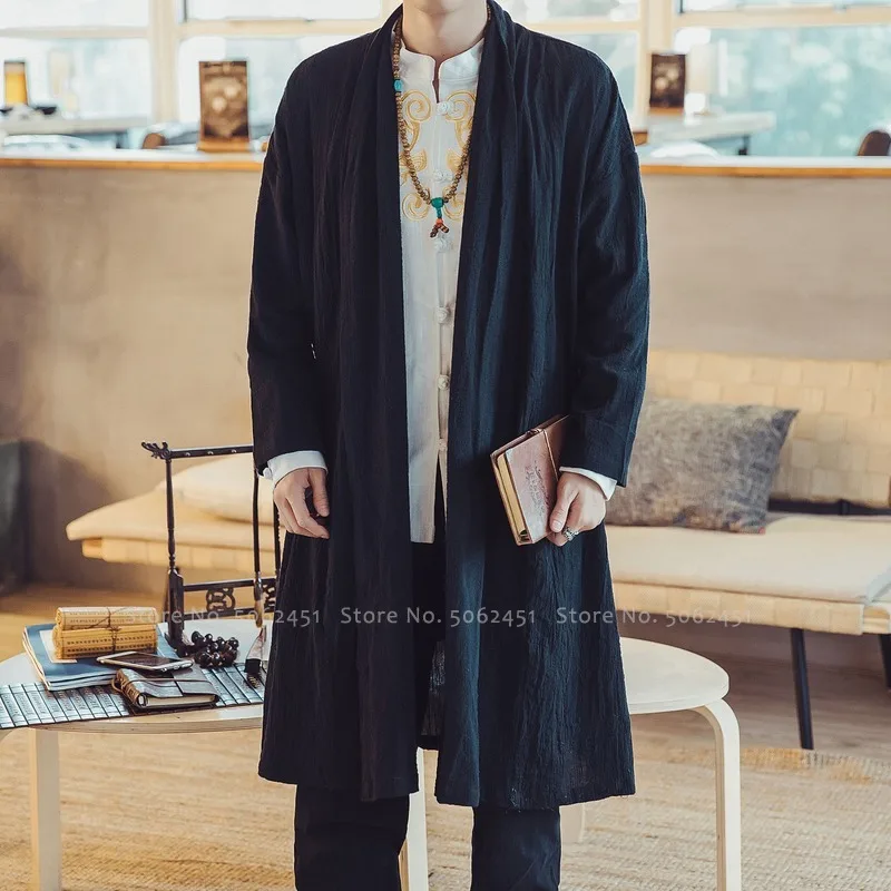 Asian Clothes Men Chinese Tang Suit Kung Fu Hanfu Robes Gown Japanese Kimono Haori Medieval Knight Viking Coats Cardigan Blouse |