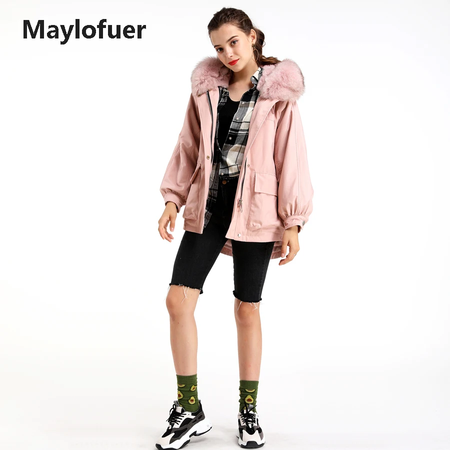 Новинка 2019 парка Maylofuer из натурального меха женская короткая со съемной