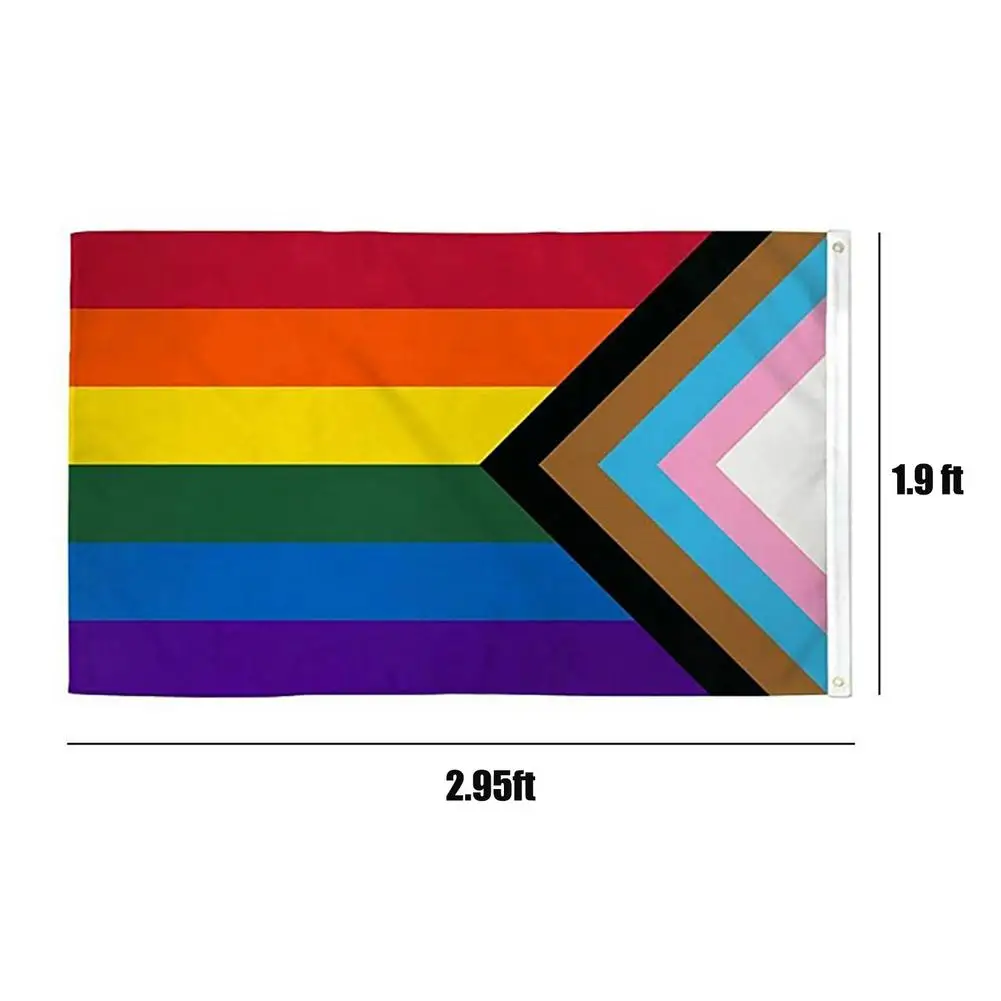 

Progress Pride Flag Garden Decor LGBT Gay Rainbow Flag With Brass Grommets 1.9 X2.95ft 3x5ft