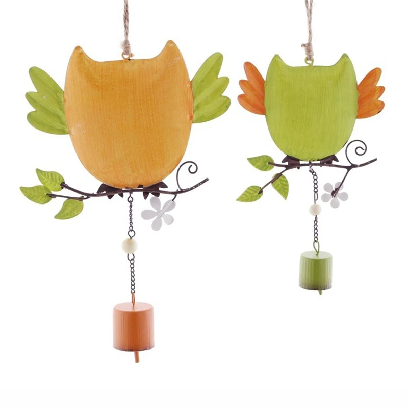 

2pcs Owl bell gardening children's room decor metal owl wind chimes sweet Cute owl Campanula Home Garden decoration ornament