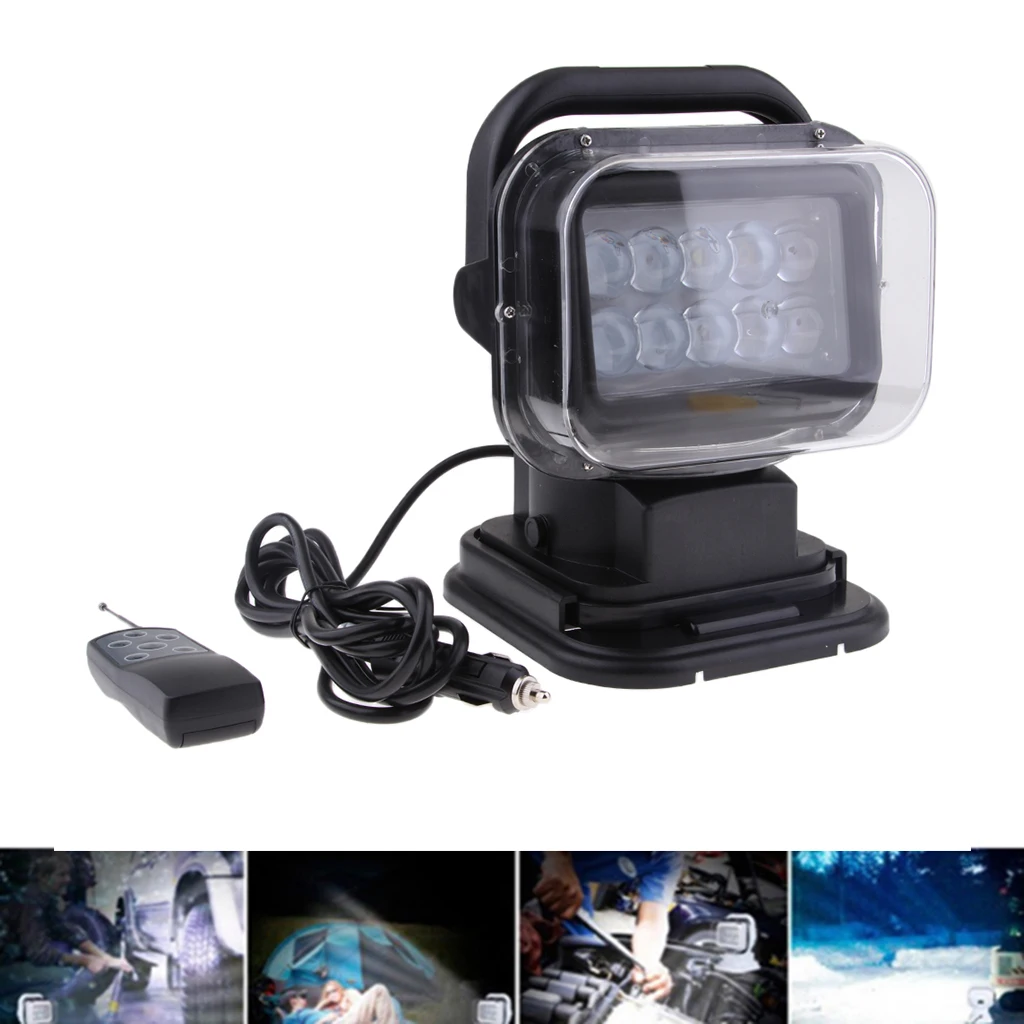 

LED Marine Remote Control Spotlight Truck Car Boat Search Light - Black