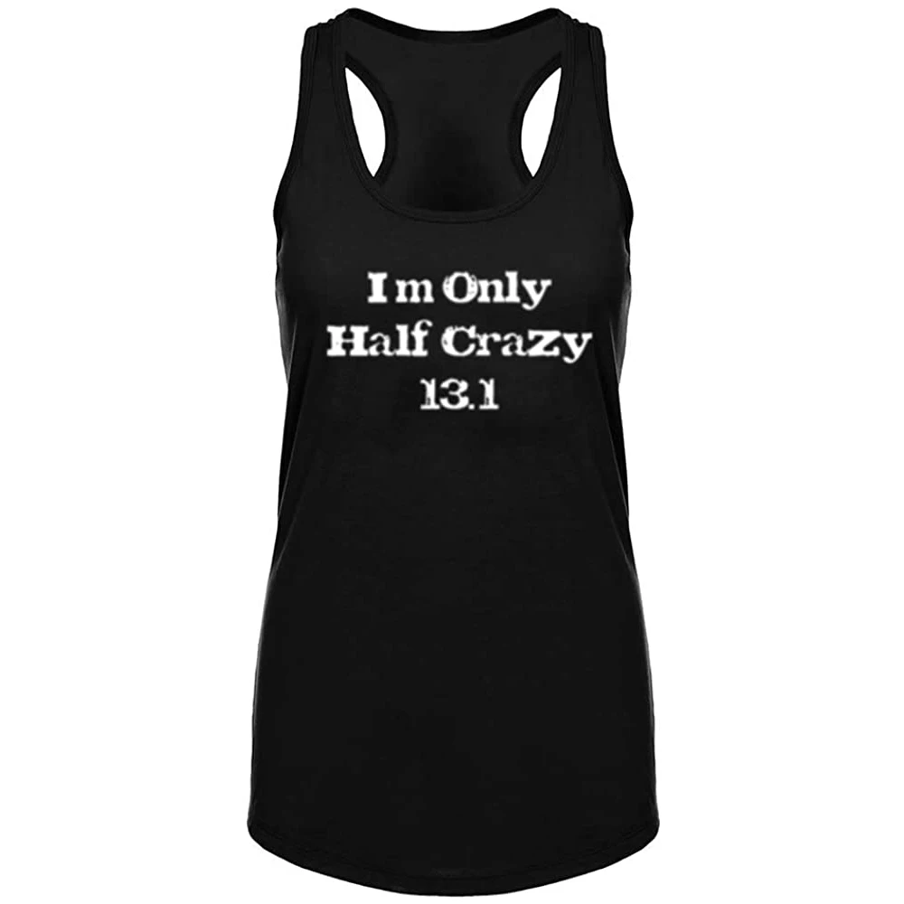 

Lyprerazy, подарок на день матери, I'm Only Half Crazy 13,1, топы для тренировок в тренажерном зале, женские рубашки, летний Забавный топ на бретелях с букве...