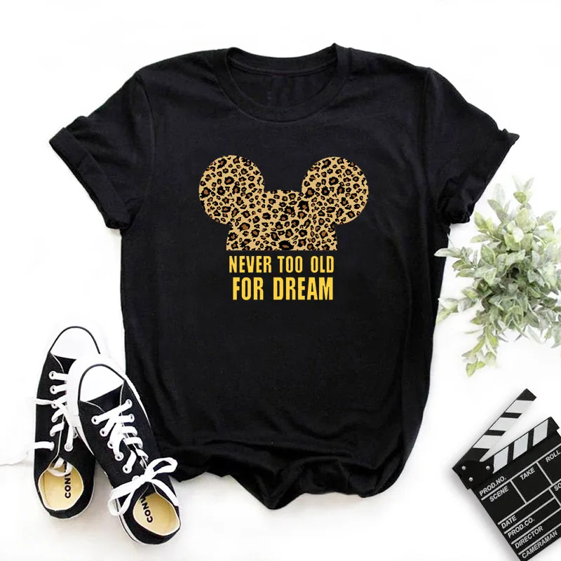 

Cartoon Mouse Pattern Women Printed T-Shirt Fashing Cute Female Short Sleeve Tops Oversize Size Casual Funny Woman Clothing 2021
