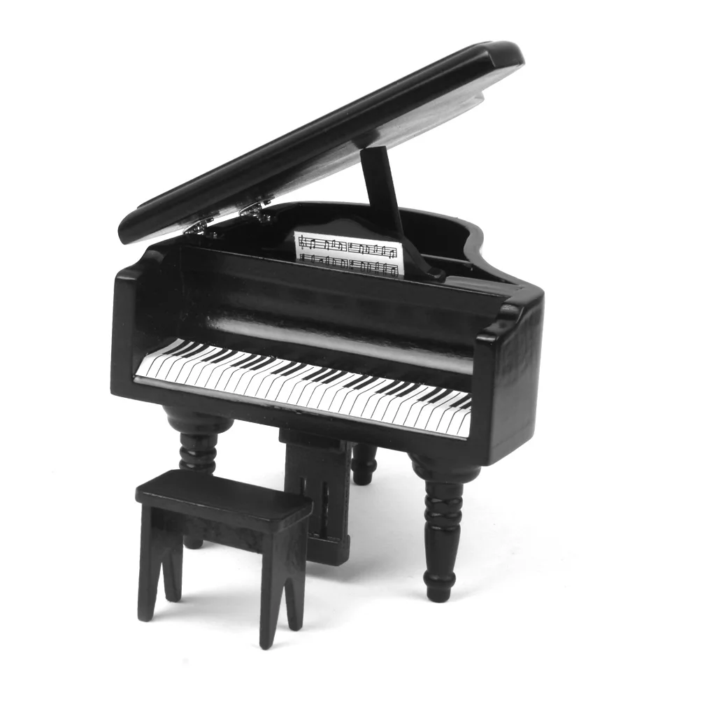 

Miniature Birch Wood Grand Piano For 1:12 Dollhouse Accessories