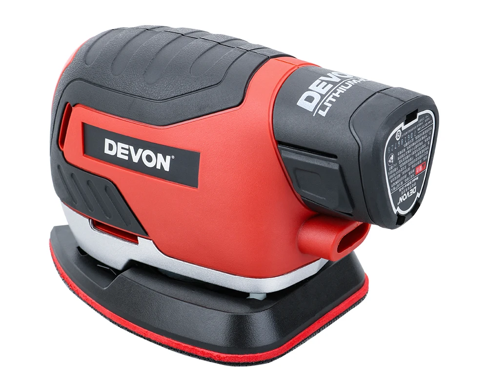 DEVON 12V электрический беспроводной шлифовальный станок для ладони плоский шлифовальный станок для мебели шлифовальный станок Полировальный Инструмент для дерева литий-ионный аккумулятор с вакуумным адаптером