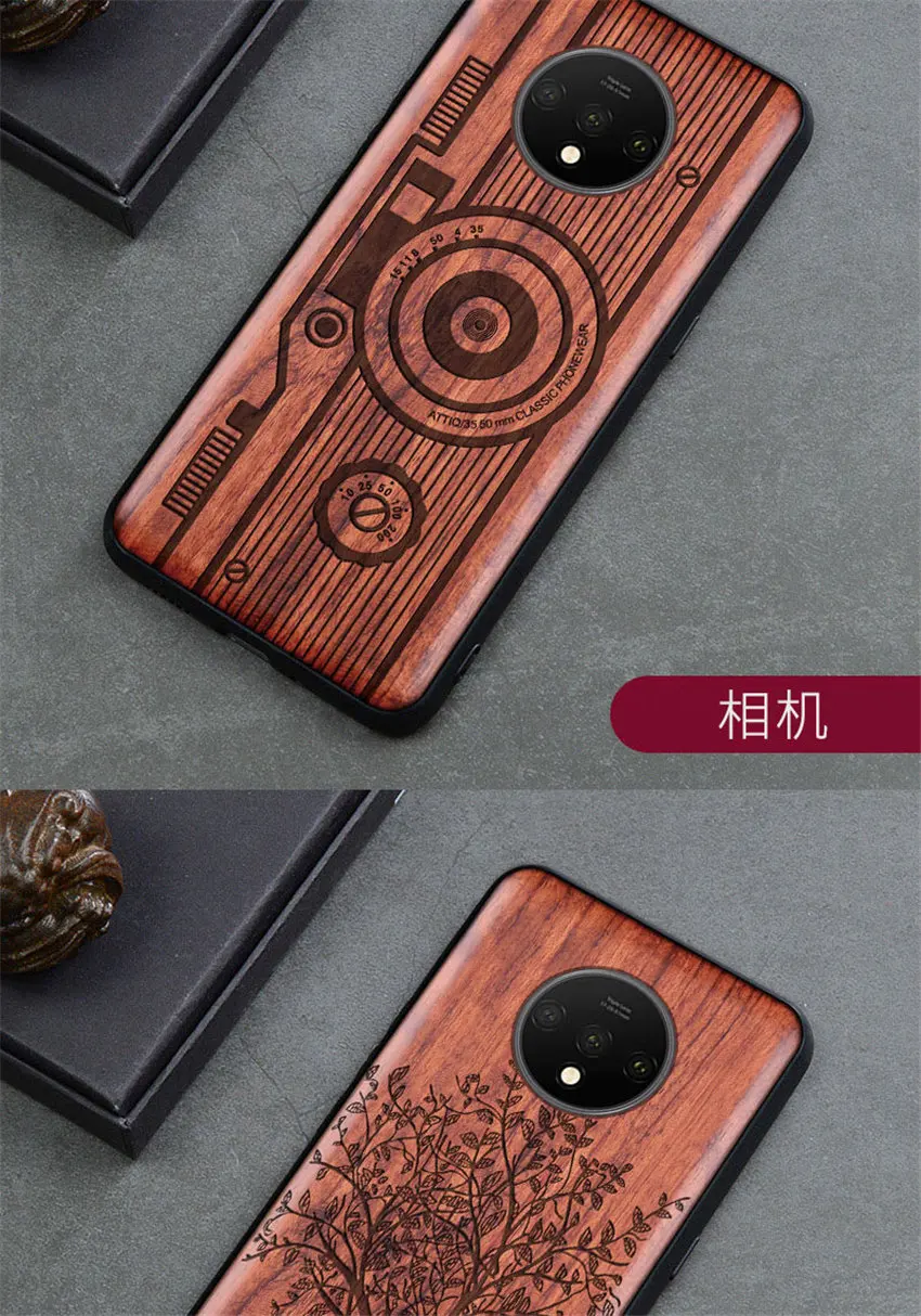 Резной деревянный ящик для OnePlus 7T One Plus 7T противоударный чехол TPU бампер чехол для OnePlus 7t Pro Чехол деревянная оболочка OnePlus 1+ 7t
