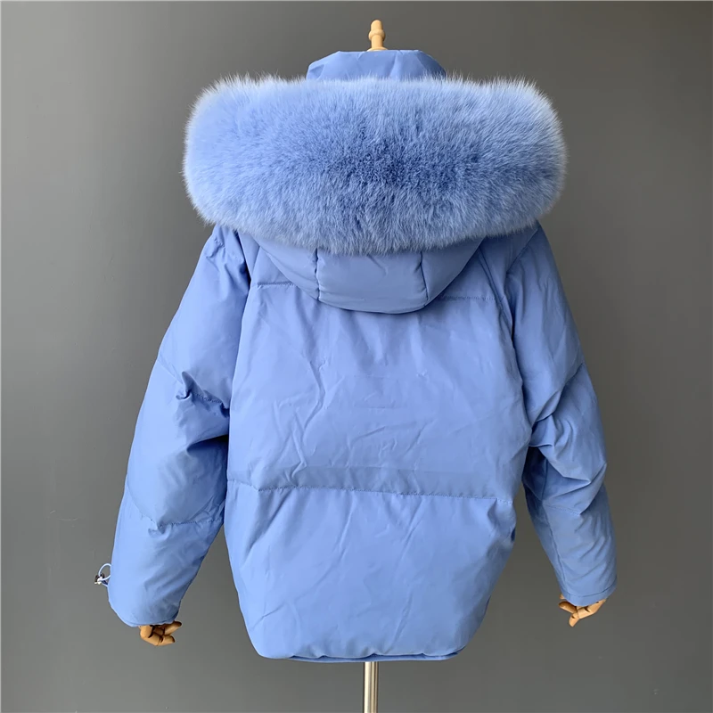 MAOMAOFUR женский пуховик на утином пуху, зима, Модная стильная Толстая парка с воротником из натурального меха, теплая верхняя одежда на белом утином пуху