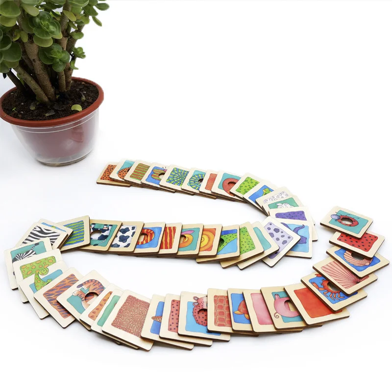 48PCS Animal Fur Pattern Matching Board Puzzle Early Childhood Parent-child Interactive Game Montessori Educational Toys - купить по
