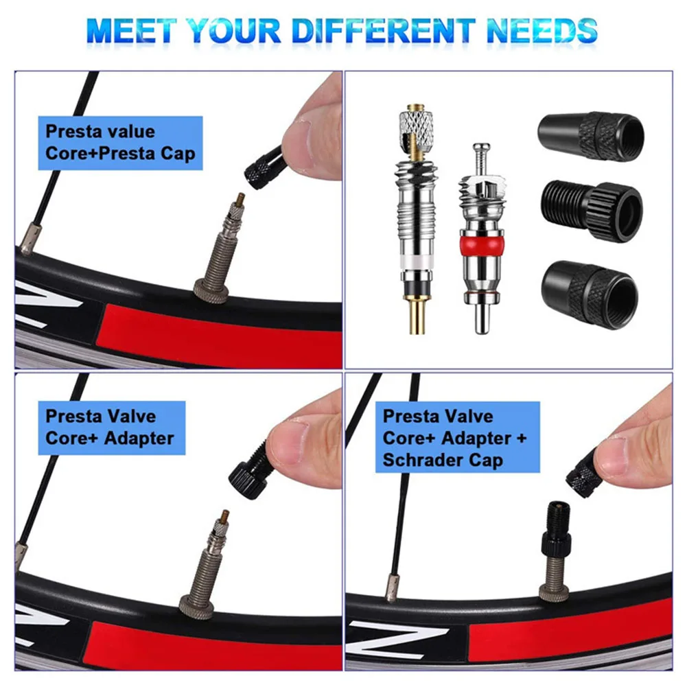 

Set Valve Cores Kit Accessories Plastic + Metal Remover tool Bike High quality