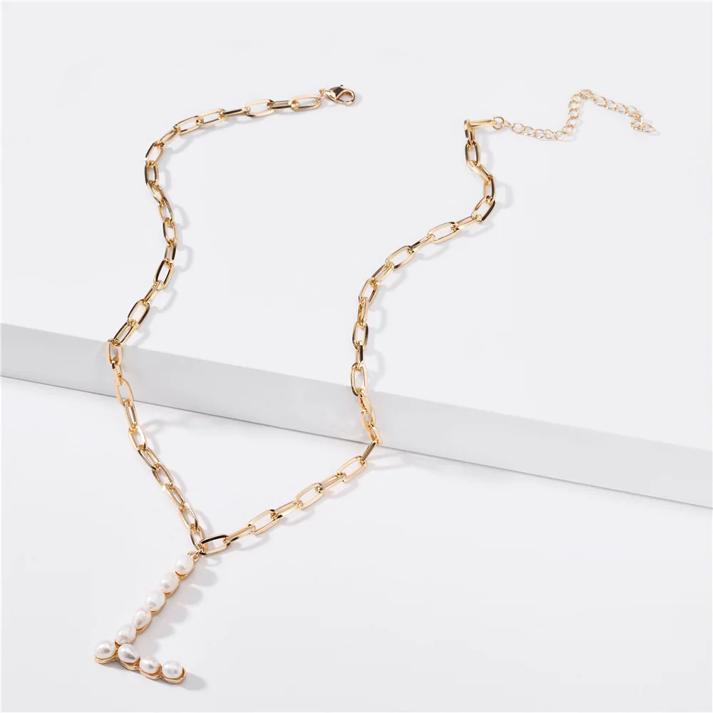 

JOOLIM Initial Pearl Necklace 22 Letter Pendant Necklace Alphabet Trendy Jewelry