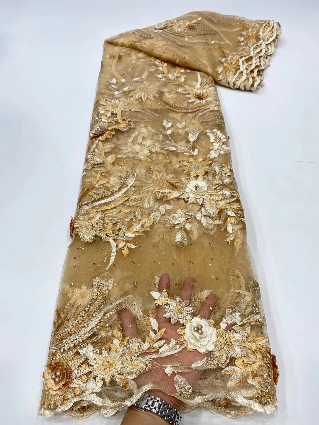 

Африканская французская сетчатая кружевная ткань, новейшая африканская кружевная ткань из бисера, нигерийская Свадебная кружевная ткань ...