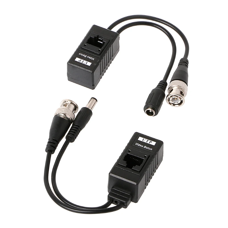 

1 Pair BNC To RJ45 Passive Video Power + Balun Transceiver For CCTV Camera