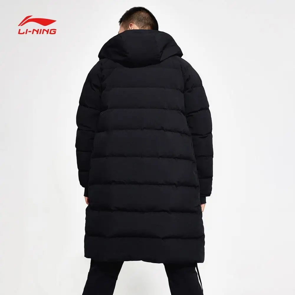 Li Ning длинный пуховик унисекс для тренировок 70% пух серый утиный свободный крой