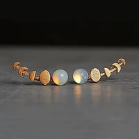 vintage style gold color moonstones stud earrings cute women moon phases earring prom party jewelry