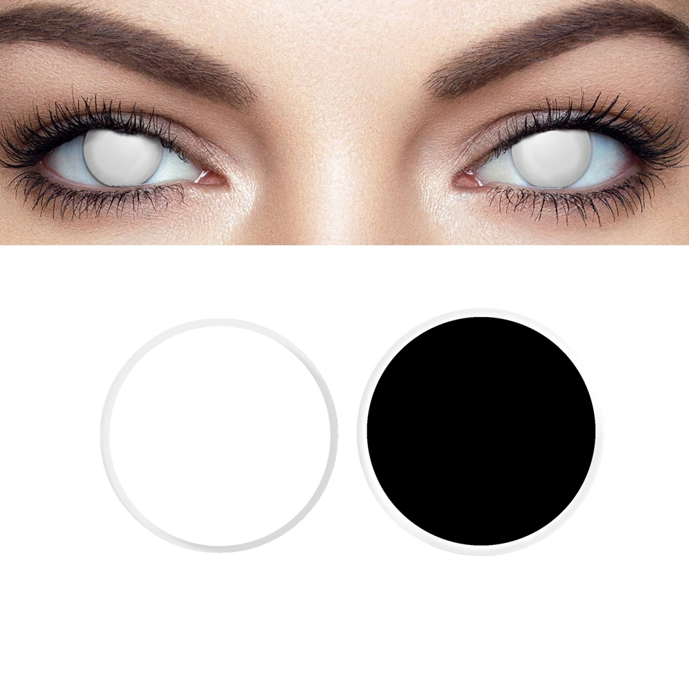 Цветные контактные линзы FreshGo для косплея Хэллоуина Слепые черные контакты