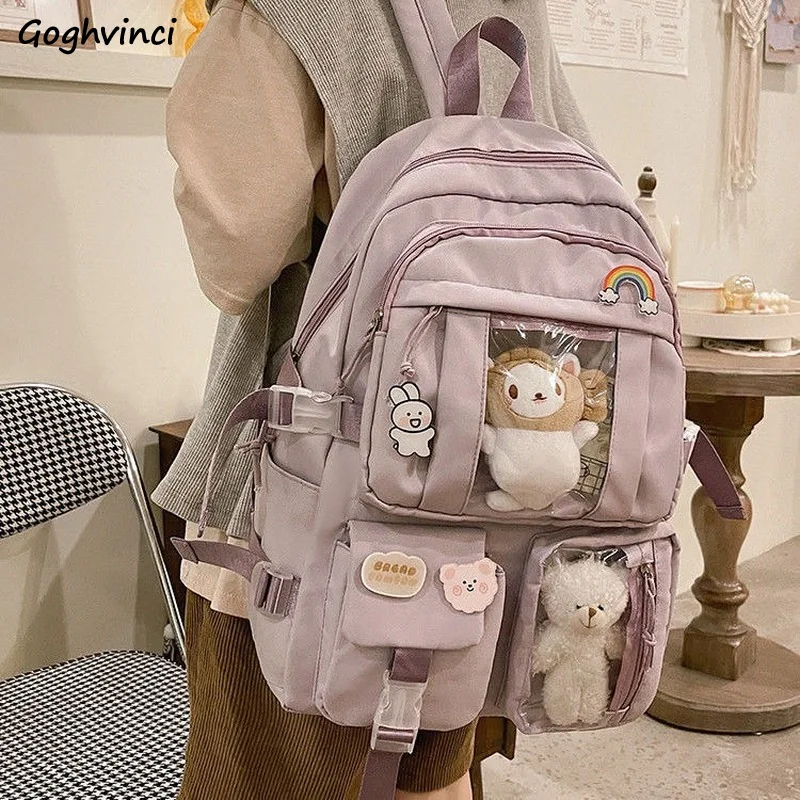 

Harajuku Backpacks Students Fashion School Bookbag Simple Preppy Chic Transparent Design Lovely Large Capacity Travel Packaging