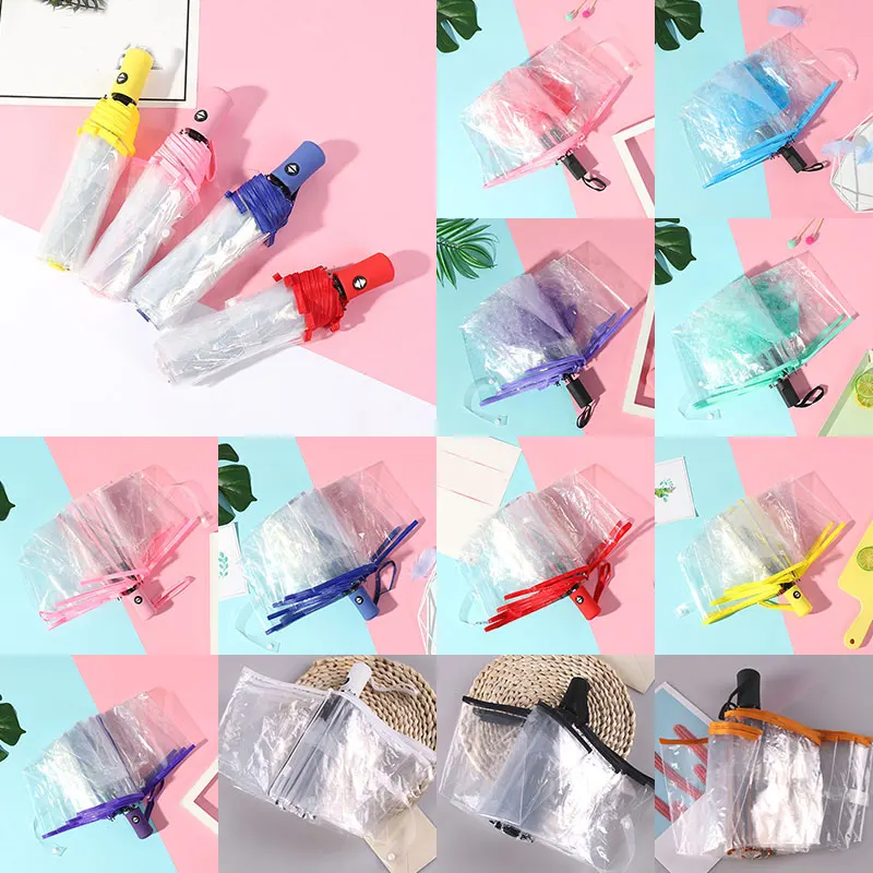 

Automatic/Manual Umbrella Transparent Folding Umbrella Portable Rain Sun Waterproof Durable Bumbershoot Universal Clear Umbrella