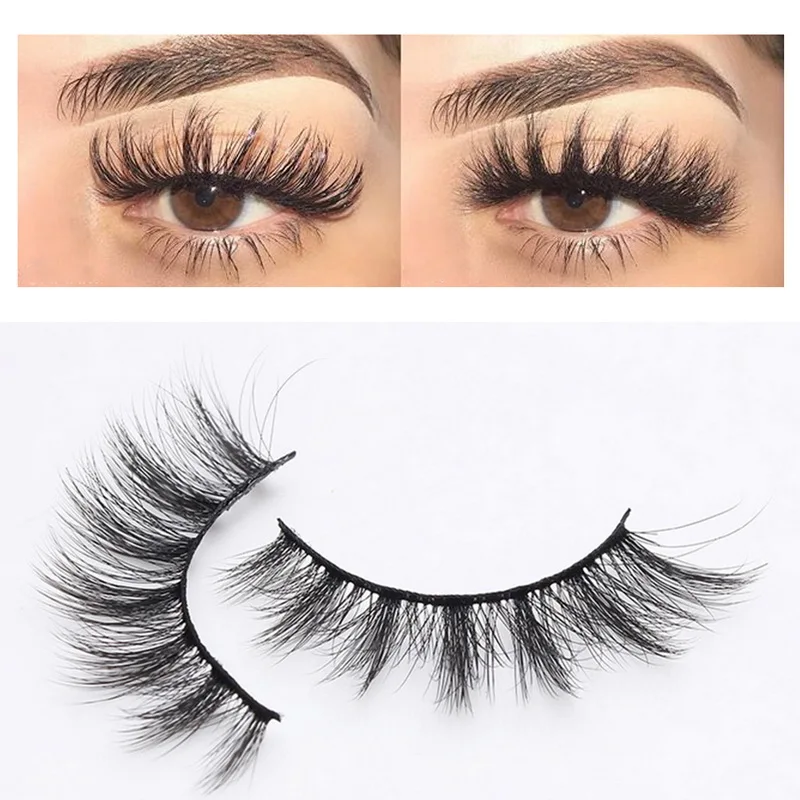 2 пары 3D накладных ресниц из норки Набор с натуральным густым покрытием