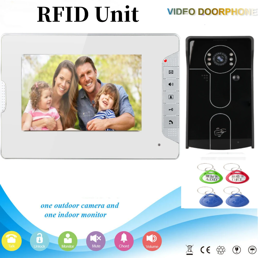 

Video Intercom 7 Inch Monitor Video Door Phone Intercom KIT Fingerprint RFID Password Home Security Doorbell Camera System
