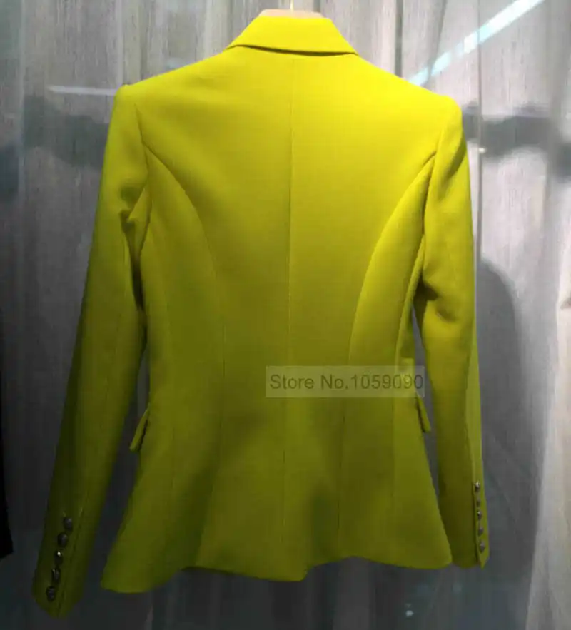 

BOP TOP QUALITY !!!! Lemon Yellow Solid Color Double Breasted Blazer For Woman 2021ss Limited Color AAA CLASS