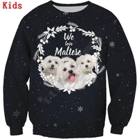 autumn winter maltese 3d printed hoodies pullover boy for girl long sleeve shirts kids christmas sweatshirt 03