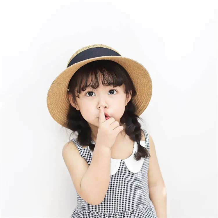 Summer Kids Butterfly Knot Straw Hats Fedora Hat Children Visor Beach Sun Baby Girls Sunhat Wide Brim Floppy Panama For Girl | Аксессуары