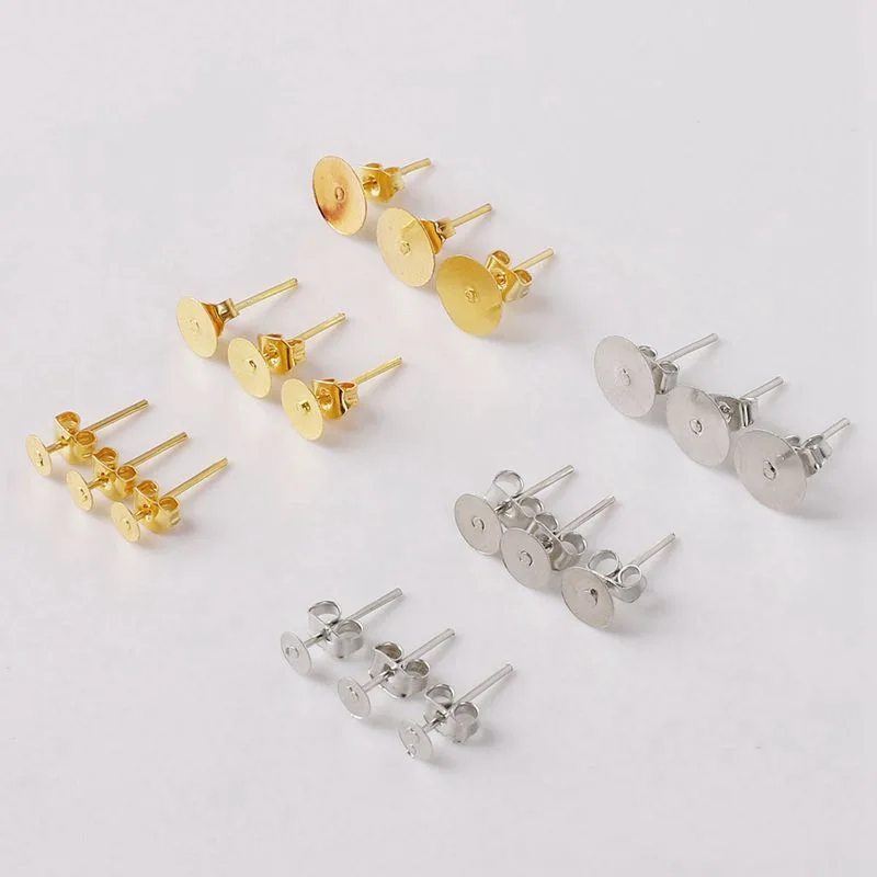 

100Sets Gold Silver Colors Earplugs Ear Plug Sets Diy Earrings Base Handmade Earrings Settings Jewelry Making