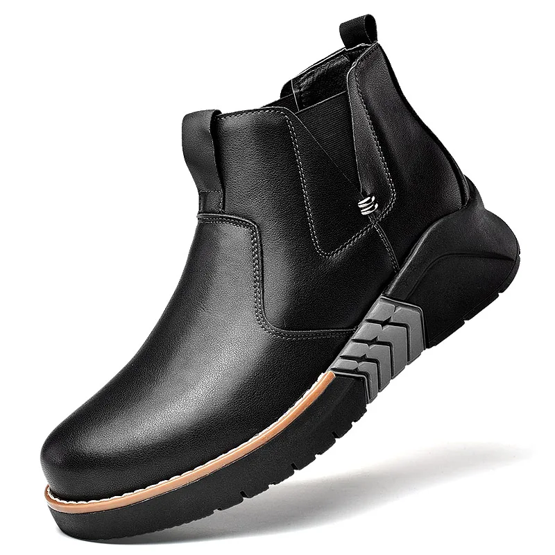 Black Men Boots Misalwa/ботинки с подъемом для мужчин; оригинальные мужские ботинки «Челси» из потертой кожи; мужские ботильоны на толстой подошве; мужская обувь на платформе; повседневная обувь, увеличивающая рост - Цвет: Black Men Boots