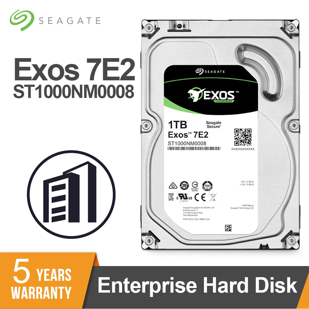 Жесткий диск Seagate Exos 7E2 1 ТБ HDD SATA 6 ГБ/сек. 128 Мб кэш памяти 3 5 дюйма Enterprise ST1000NM0008| |
