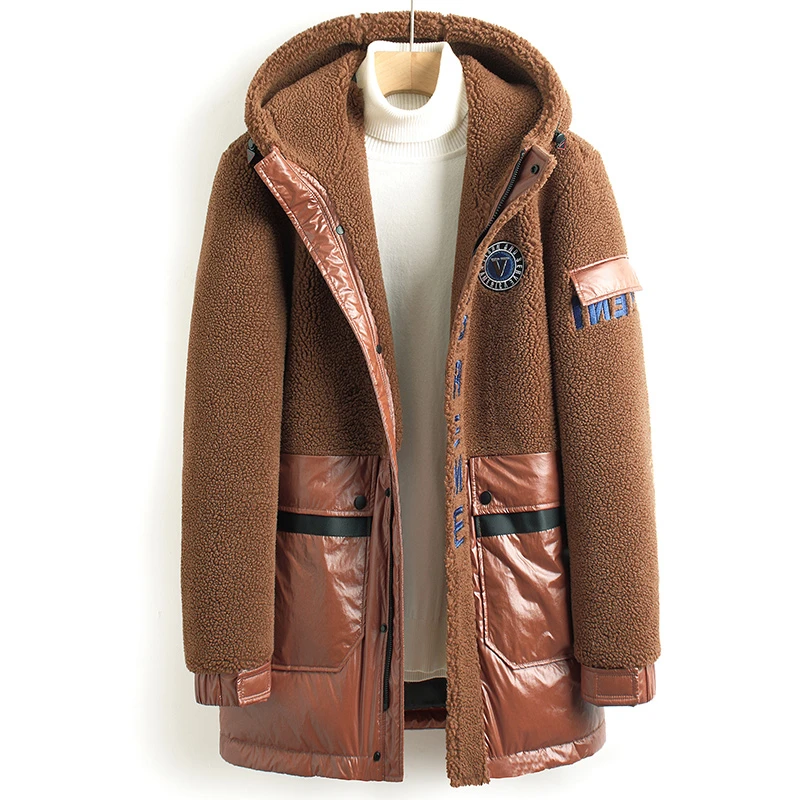 90% белый пуховик для мужчин Зимняя шерстяная пуховая куртка Толстая мужская