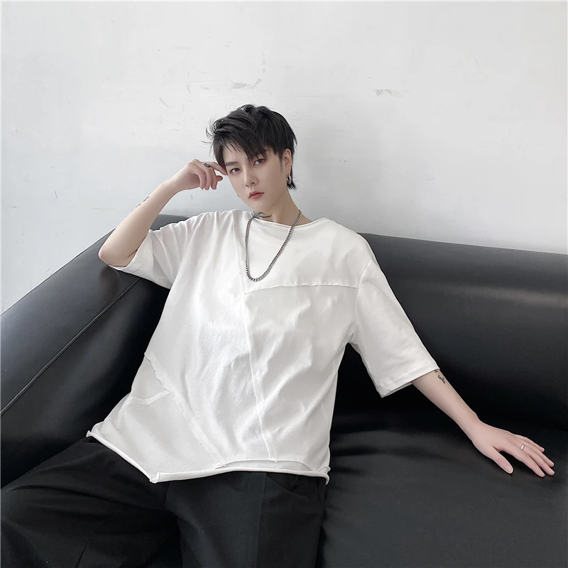 Футболка Мужская/Женская Асимметричная Повседневная Свободная рубашка с