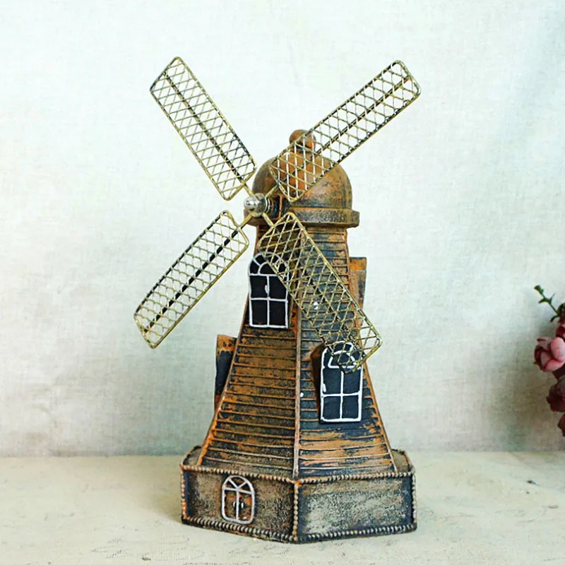 Домашние аксессуары поделки из смолы копилка Голландская ветряная мельница