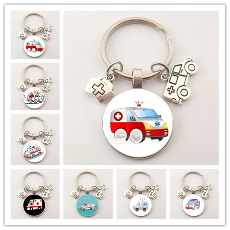 Новый набор для медицинских ключей скорой помощи ювелирный брелок со стеклянной